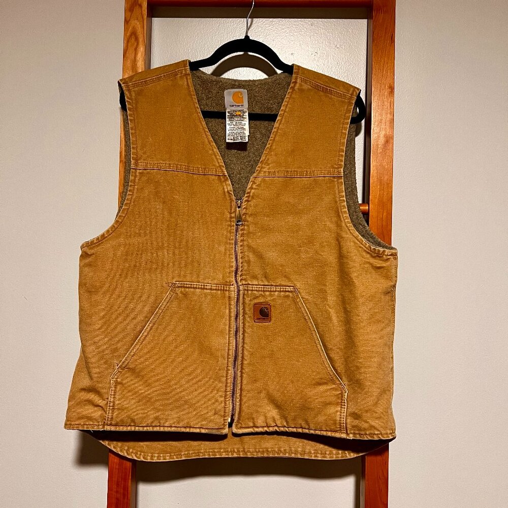 Vintage Carhartt Duck Canvas Sherpa Lined Vest
